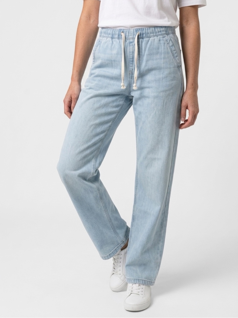 Roxy Light Blue Wide Leg Drawstring Jeans
